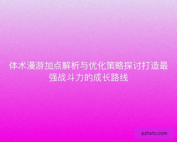 体术漫游加点解析与优化策略探讨打造最强战斗力的成长路线